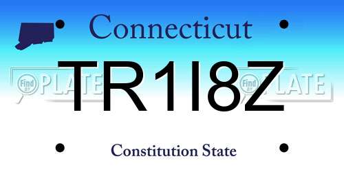 TR1I8Z Connecticut License Plate