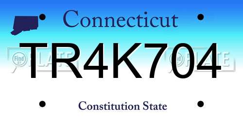 TR4K704 Connecticut License Plate