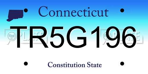 TR5G196 Connecticut License Plate
