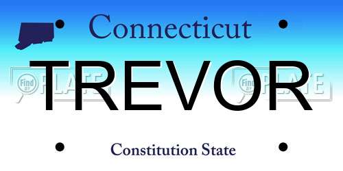 TREVOR Connecticut License Plate