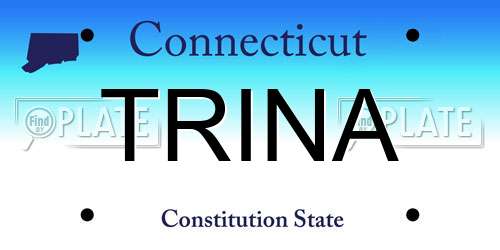 TRINA Connecticut License Plate