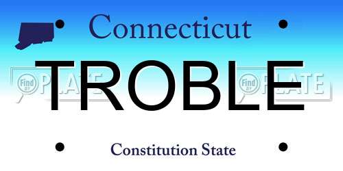TROBLE Connecticut License Plate