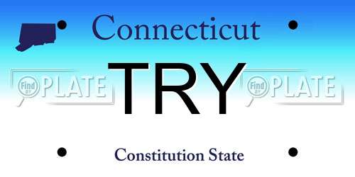 TRY Connecticut License Plate