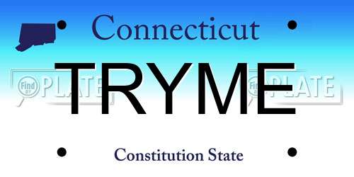 TRYME Connecticut License Plate