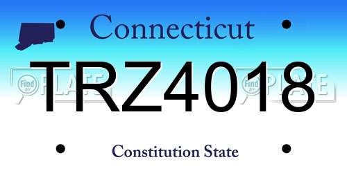TRZ4018 Connecticut License Plate
