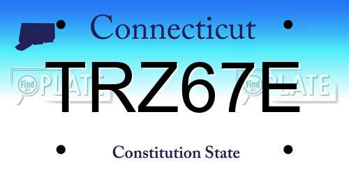 TRZ67E Connecticut License Plate