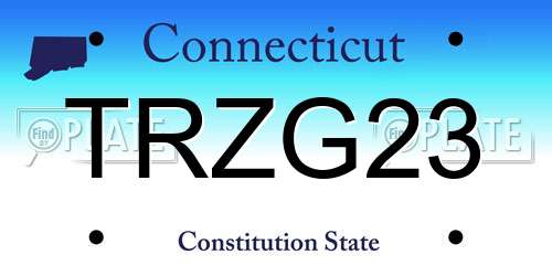 TRZG23 Connecticut License Plate