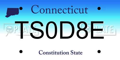 TS0D8E Connecticut License Plate