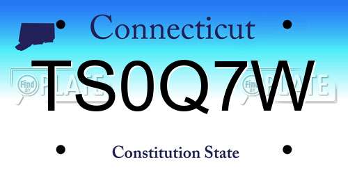 TS0Q7W Connecticut License Plate