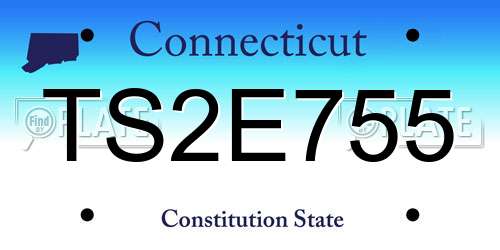 TS2E755 Connecticut License Plate
