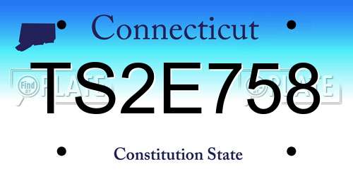 TS2E758 Connecticut License Plate