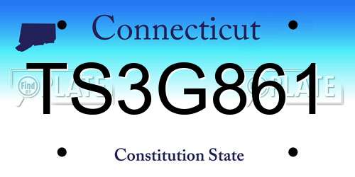 TS3G861 Connecticut License Plate