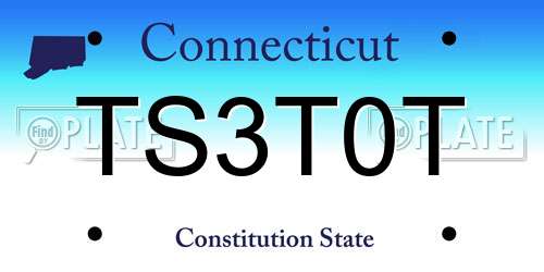 TS3T0T Connecticut License Plate