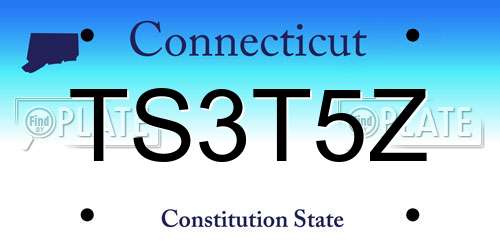TS3T5Z Connecticut License Plate