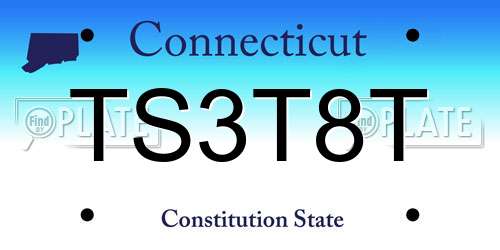 TS3T8T Connecticut License Plate