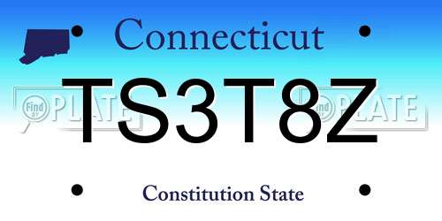 TS3T8Z Connecticut License Plate