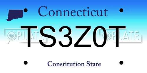 TS3Z0T Connecticut License Plate