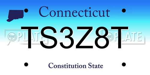 TS3Z8T Connecticut License Plate