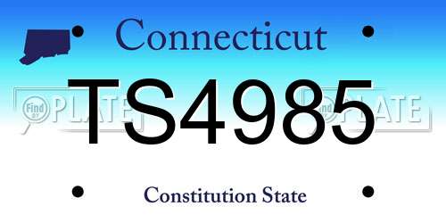 TS4985 Connecticut License Plate
