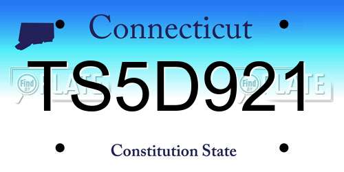 TS5D921 Connecticut License Plate