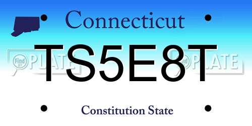 TS5E8T Connecticut License Plate