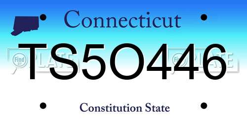 TS5O446 Connecticut License Plate