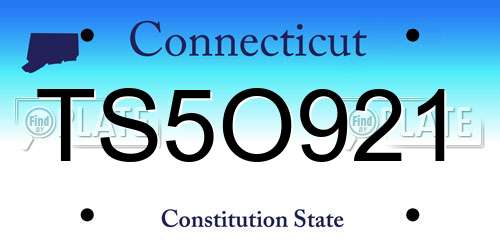 TS5O921 Connecticut License Plate