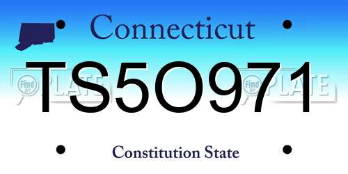 TS5O971 Connecticut License Plate