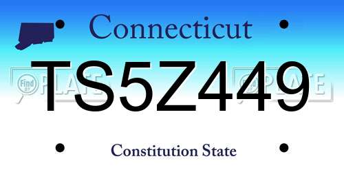TS5Z449 Connecticut License Plate
