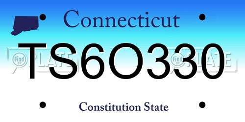 TS6O330 Connecticut License Plate
