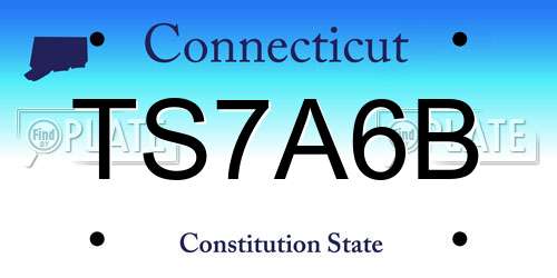 TS7A6B Connecticut License Plate