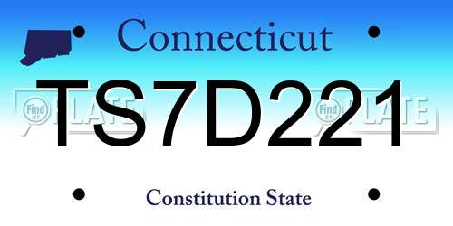 TS7D221 Connecticut License Plate