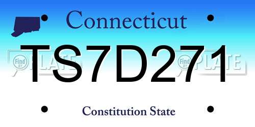 TS7D271 Connecticut License Plate