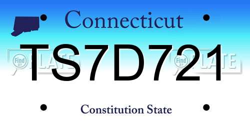 TS7D721 Connecticut License Plate