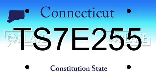 TS7E255 Connecticut License Plate