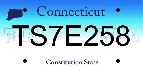 TS7E258 Connecticut License Plate