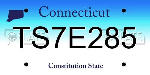 TS7E285 Connecticut License Plate