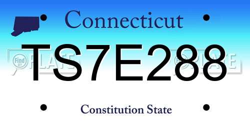 TS7E288 Connecticut License Plate