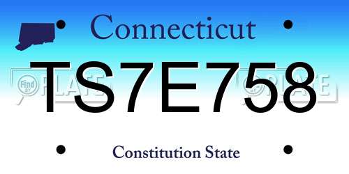 TS7E758 Connecticut License Plate