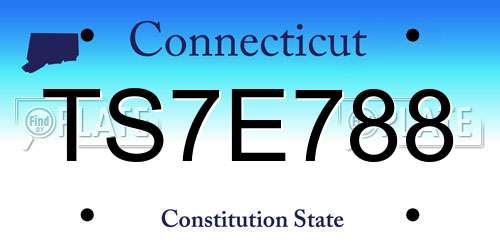 TS7E788 Connecticut License Plate