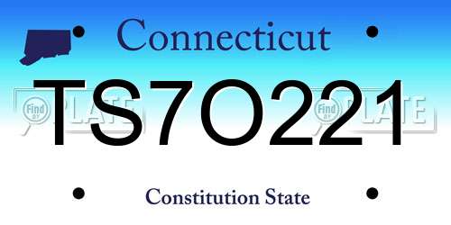 TS7O221 Connecticut License Plate