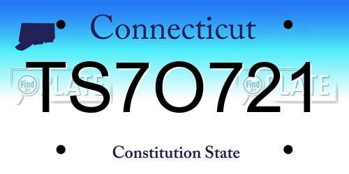 TS7O721 Connecticut License Plate
