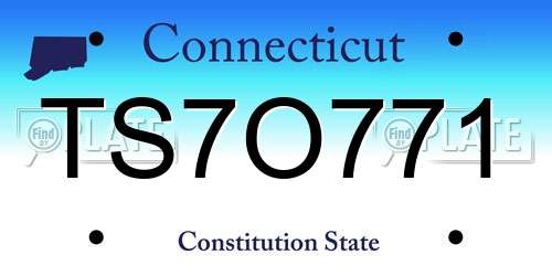 TS7O771 Connecticut License Plate