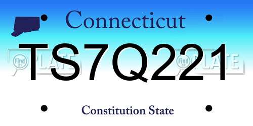 TS7Q221 Connecticut License Plate