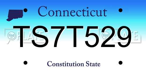 TS7T529 Connecticut License Plate