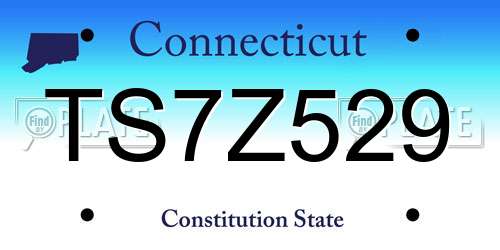 TS7Z529 Connecticut License Plate