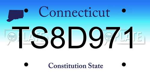 TS8D971 Connecticut License Plate