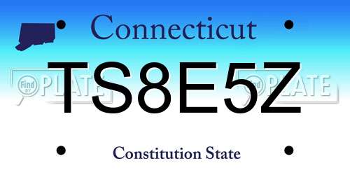 TS8E5Z Connecticut License Plate