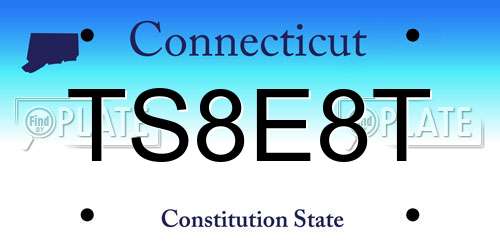 TS8E8T Connecticut License Plate