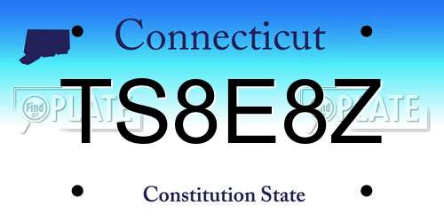 TS8E8Z Connecticut License Plate